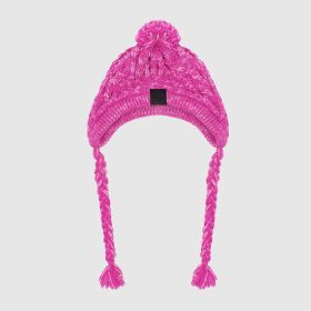 Fur Ball Warm And Windproof Fluffy Ball Knitting Method Dog Fighting Hat (Option: Pink-L)