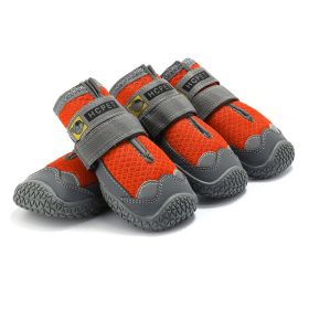 Pet Non-Skid Booties, Waterproof Socks Breathable Non-Slip with 3m Reflective Adjustable Strap Small to Large Size (4PCS/Set) Paw Protector (Color: Orange)