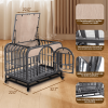32in Heavy Duty Dog Crate, Furniture Style Dog Crate with Removable Trays and Wheels for High Anxiety Dogs